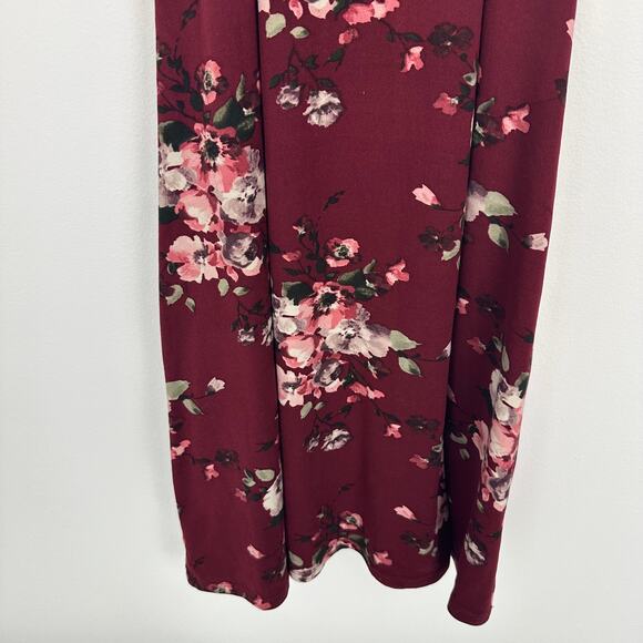 Nina Britton Spaghetti Strap Sleeveless Floral Mini Shift Burgundy Dress Large - Picture 4 of 10